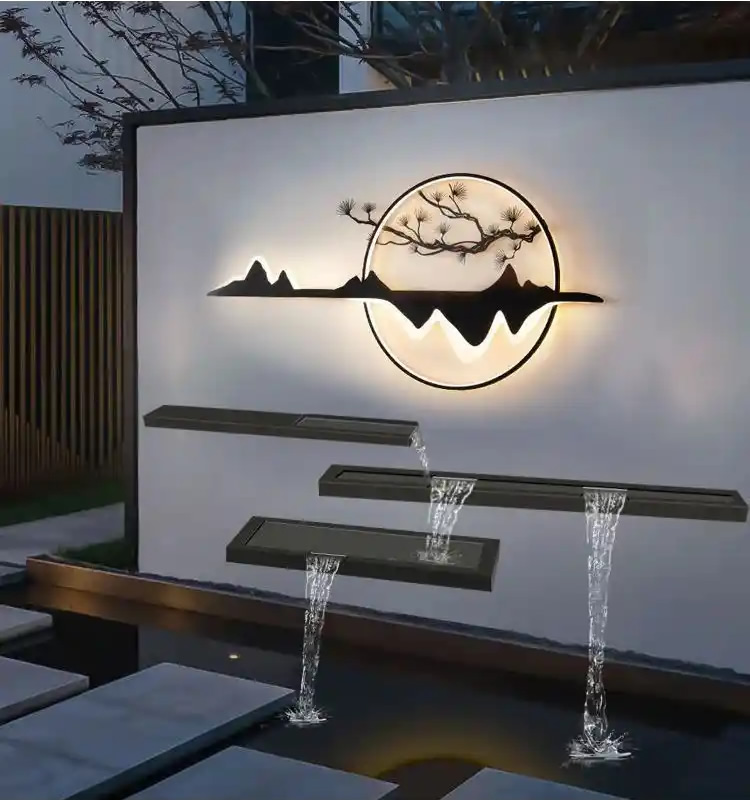 餐飲店裝飾流水水幕墻